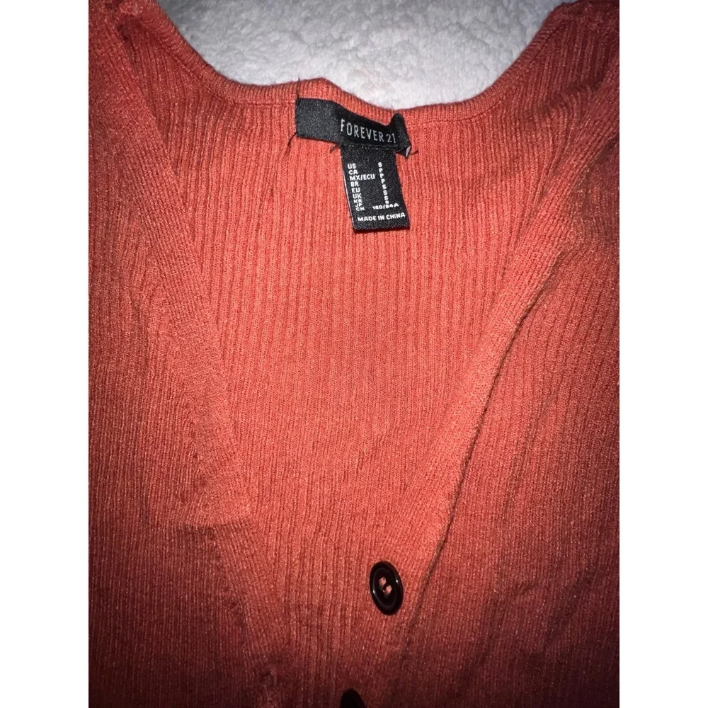 Orange/pinkish ribbed button down maxi dress - Picture 3 of 4